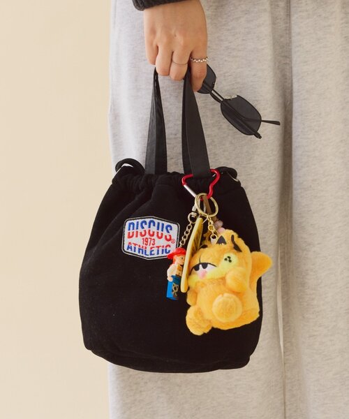 DISCUS(ディスカス)の「【DISCUS】スウェット巾着バッグ(ハンドバッグ・レディース・グレー/ブルー/ブラック・ONE SIZE)」の2枚目の写真