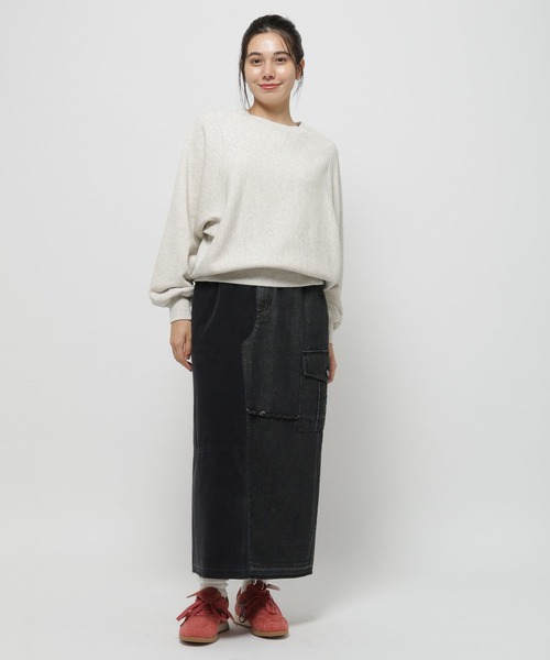 niko and...（ニコアンド）の「リメイク風コンビスカート（デニムスカート・レディース・アクア/ライトブルー/ブラック・LARGE/MEDIUM）」の7枚目の写真