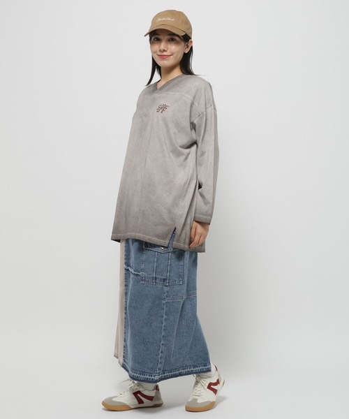 niko and...（ニコアンド）の「リメイク風コンビスカート（デニムスカート・レディース・アクア/ライトブルー/ブラック・LARGE/MEDIUM）」の10枚目の写真