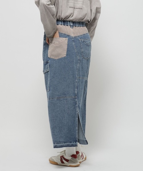 niko and...（ニコアンド）の「リメイク風コンビスカート（デニムスカート・レディース・アクア/ライトブルー/ブラック・LARGE/MEDIUM）」の13枚目の写真