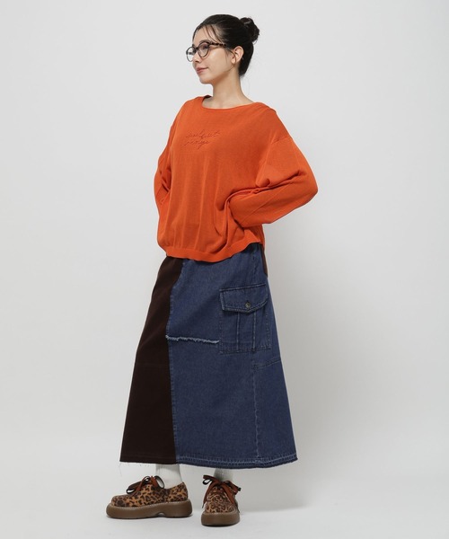 niko and...（ニコアンド）の「リメイク風コンビスカート（デニムスカート・レディース・アクア/ライトブルー/ブラック・LARGE/MEDIUM）」の15枚目の写真