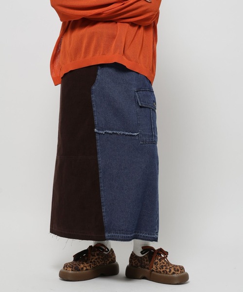 niko and...（ニコアンド）の「リメイク風コンビスカート（デニムスカート・レディース・アクア/ライトブルー/ブラック・LARGE/MEDIUM）」の16枚目の写真