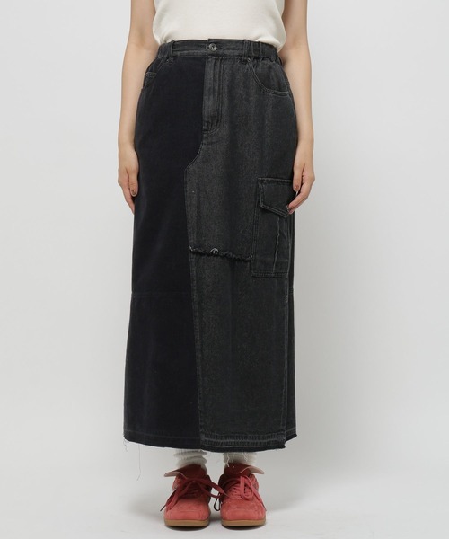 niko and...（ニコアンド）の「リメイク風コンビスカート（デニムスカート・レディース・アクア/ライトブルー/ブラック・LARGE/MEDIUM）」の18枚目の写真