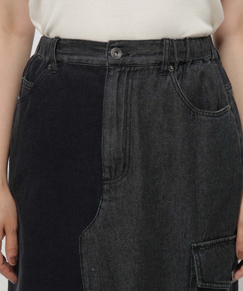 niko and...（ニコアンド）の「リメイク風コンビスカート（デニムスカート・レディース・アクア/ライトブルー/ブラック・LARGE/MEDIUM）」の21枚目の写真