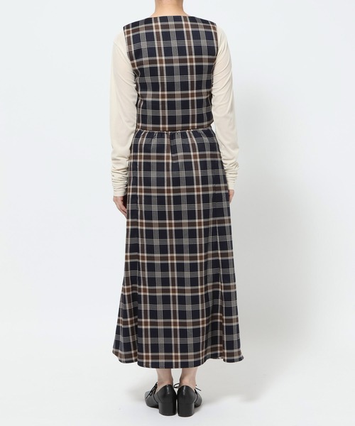 mysty woman（ミスティウーマン）の「【WEB限定】チェックベスト&スカートセットアップ　602253（ワンピース・レディース・ネイビー/ベージュ・FREE）」の9枚目の写真