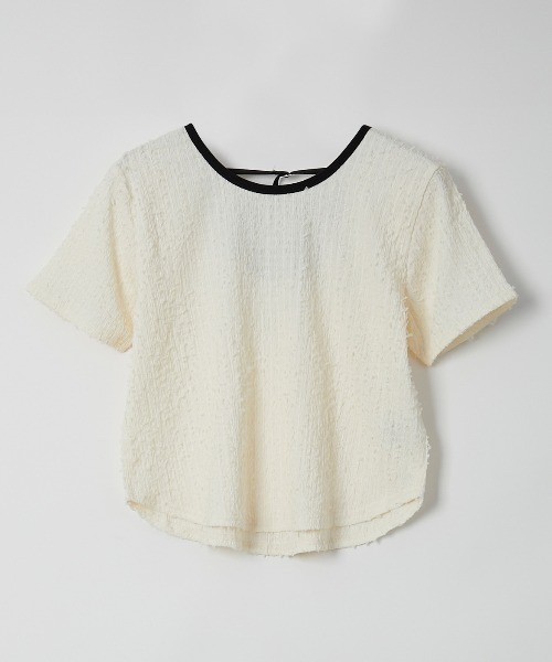 Muscat(マスカット)の「バイカラーパイピングT(Tシャツ/カットソー・レディース・ブラック/ブルー/クリーム・F)」の1枚目の写真