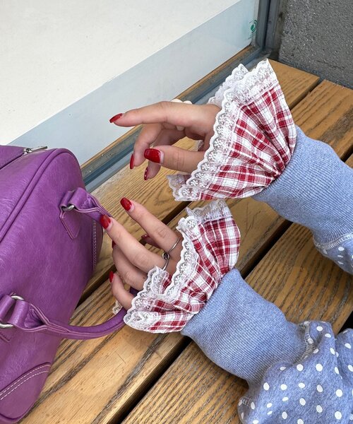 CIAOPANIC(チャオパニック)の「マルチWAYチェック付け袖(その他小物・レディース・レッド/ネイビー/ブラック・ONE SIZE)」の3枚目の写真