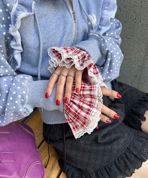 CIAOPANIC(チャオパニック)の「マルチWAYチェック付け袖(その他小物・レディース・レッド/ネイビー/ブラック・ONE SIZE)」の15枚目の写真