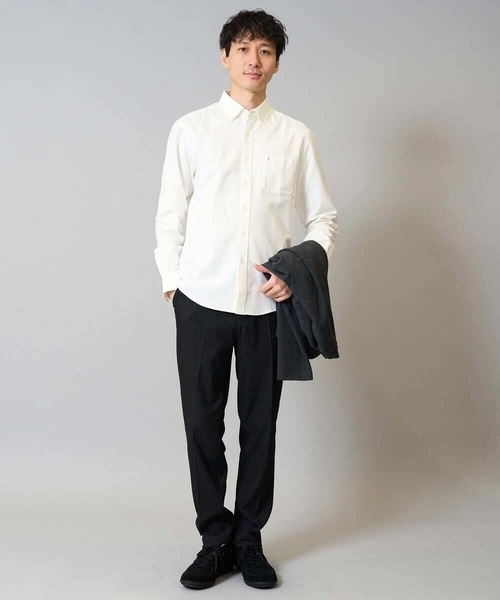 a.v.v（アーヴェヴェ）の「【イージーケア/速乾/毛玉になりにくい】ボタンダウンオックスシャツ（シャツ/ブラウス・メンズ・チャコールグレー/ホワイト/ブルー/ライラック・48/46/50/44）」の13枚目の写真