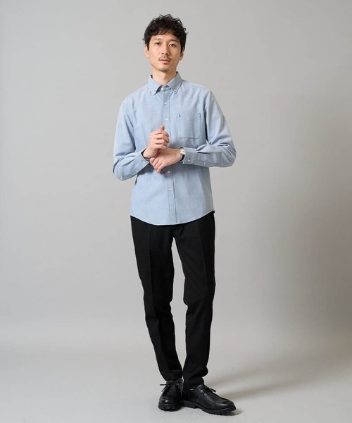 a.v.v（アーヴェヴェ）の「【イージーケア/速乾/毛玉になりにくい】ボタンダウンオックスシャツ（シャツ/ブラウス・メンズ・チャコールグレー/ホワイト/ブルー/ライラック・48/46/50/44）」の19枚目の写真