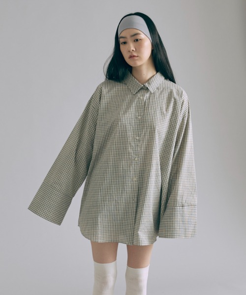 EN NEUME（エンノイム）の「Big Cuff Check Shirts（シャツ/ブラウス・レディース・ブラウン/アイボリー/ブラック・FREE）」の4枚目の写真