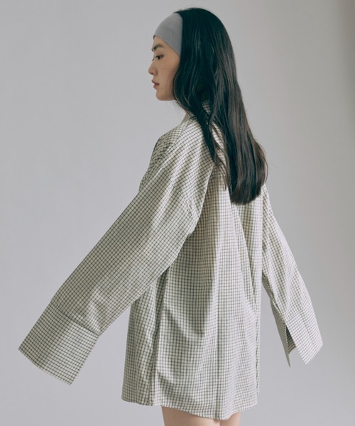 EN NEUME（エンノイム）の「Big Cuff Check Shirts（シャツ/ブラウス・レディース・ブラウン/アイボリー/ブラック・FREE）」の7枚目の写真
