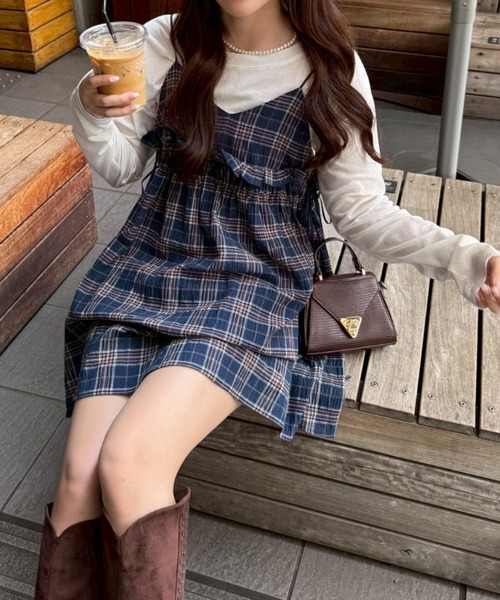NUNIFE(ユニフィー)の「【NUNIFE】2WAYキャミチュニック(シャツ/ブラウス・レディース・ブラック/ブルー系その他/グリーン系その他・FREE)」の1枚目の写真