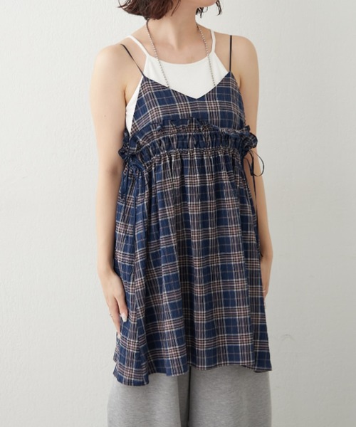 NUNIFE(ユニフィー)の「【NUNIFE】2WAYキャミチュニック(シャツ/ブラウス・レディース・ブラック/ブルー系その他/グリーン系その他・FREE)」の10枚目の写真