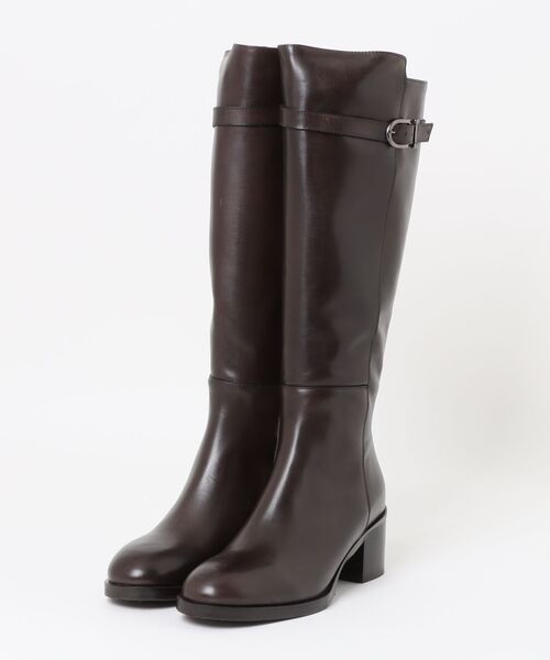 inter-chaussures(インターショシュール)の「【INTER-CHAUSSURES】ラウンドトウミドルヒールロングブーツ(I53214)(ブーツ・レディース・ダークブラウン/ブラック・38/37/36)」の3枚目の写真