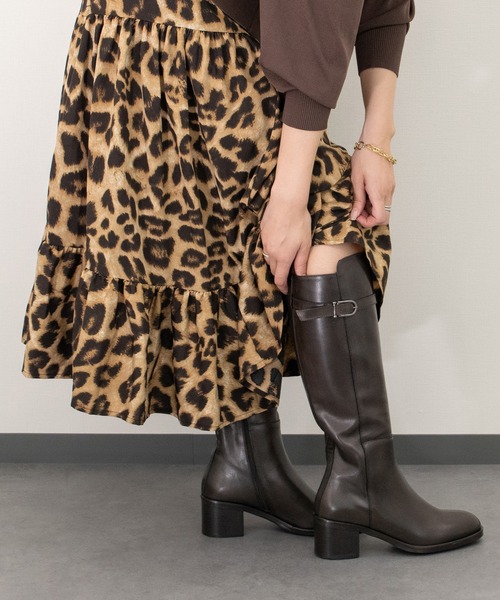 inter-chaussures(インターショシュール)の「【INTER-CHAUSSURES】ラウンドトウミドルヒールロングブーツ(I53214)(ブーツ・レディース・ダークブラウン/ブラック・38/37/36)」の4枚目の写真