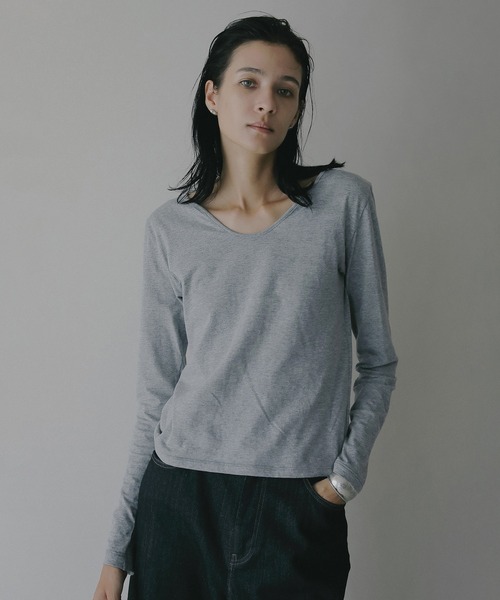 MANOF(マノフ)の「LAYER CUT TOPS(Tシャツ/カットソー・レディース・ホワイト/ブラック/グレー・F)」の8枚目の写真