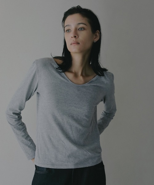 MANOF(マノフ)の「LAYER CUT TOPS(Tシャツ/カットソー・レディース・ホワイト/ブラック/グレー・F)」の9枚目の写真