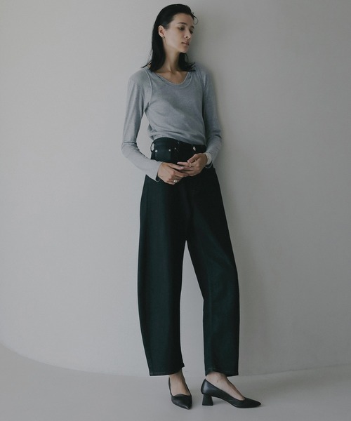 MANOF(マノフ)の「LAYER CUT TOPS(Tシャツ/カットソー・レディース・ホワイト/ブラック/グレー・F)」の14枚目の写真