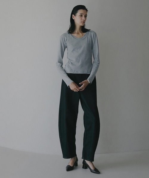MANOF(マノフ)の「LAYER CUT TOPS(Tシャツ/カットソー・レディース・ホワイト/ブラック/グレー・F)」の13枚目の写真