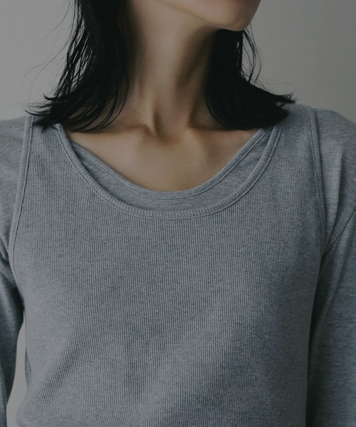 MANOF(マノフ)の「LAYER CUT TOPS(Tシャツ/カットソー・レディース・ホワイト/ブラック/グレー・F)」の6枚目の写真