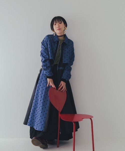 ユッキー　ワンピ セール】フロッキードットzipperジャケットワンピース（ワンピース