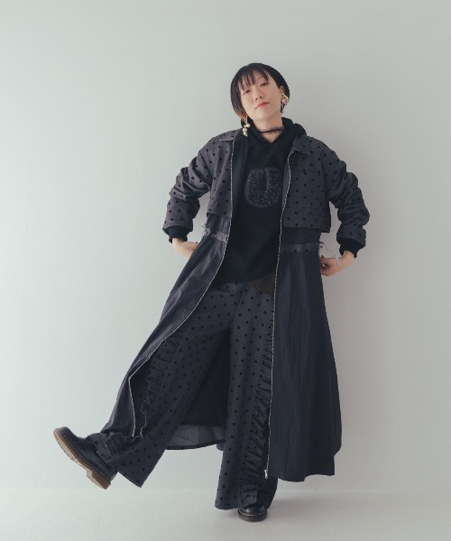 unica(ユニカ)の「フロッキードットzipperジャケットワンピース(ワンピース・レディース・グレー/ブルー/ネイビー・F)」の11枚目の写真