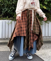 DOUBLE NAME | ランダムチェックイレヘムスカート(スカート)