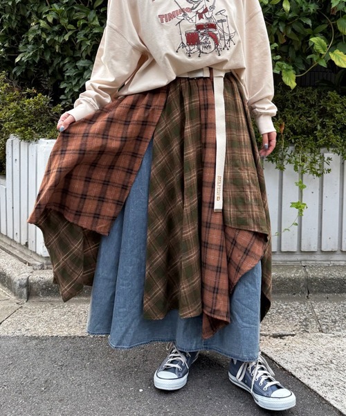 セール】ランダムチェックイレヘムスカート（スカート）｜DOUBLE NAME