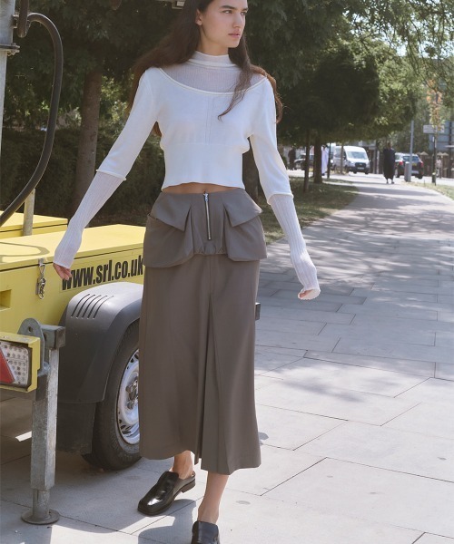 TELOPLAN（テーロプラン）の「【TELOPLAN】Eloise Skirt / エロイーズスカート（スカート・レディース・ブラック/オリーブ・ONE SIZE）」の6枚目の写真