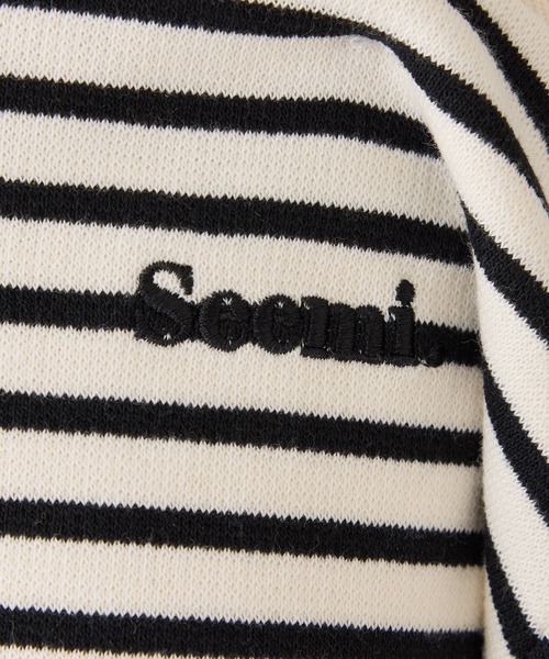 Seemi. byNICECLAUP（ シーミーバイナイスクラップ）の「【Seemi.】ワンショル肩ビジュ―トップス（Tシャツ/カットソー・レディース・グレー×ホワイト/ホワイト×ブルー/ホワイト×ブラック・FREE）」の9枚目の写真