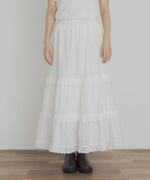 URBAN RESEARCH DOORS（アーバンリサーチドアーズ）の「レースティアードスカート（スカート・レディース・ブラック/オフホワイト・MEDIUM）」の10枚目の写真