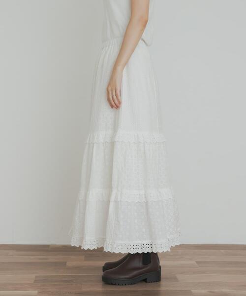 URBAN RESEARCH DOORS（アーバンリサーチドアーズ）の「レースティアードスカート（スカート・レディース・ブラック/オフホワイト・MEDIUM）」の11枚目の写真