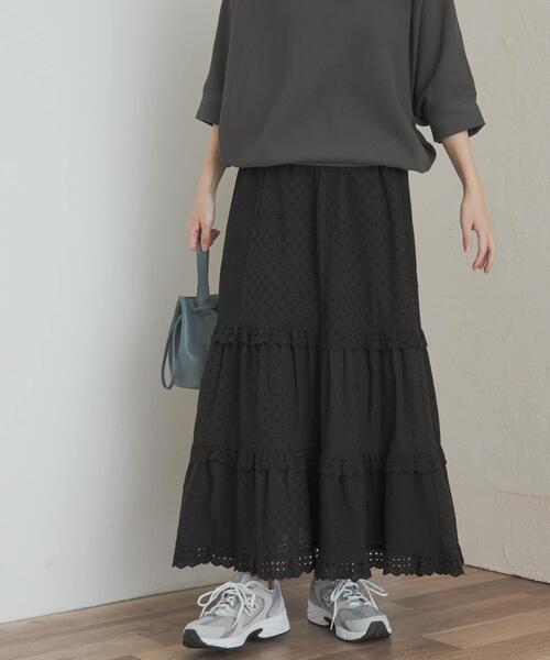 URBAN RESEARCH DOORS（アーバンリサーチドアーズ）の「レースティアードスカート（スカート・レディース・ブラック/オフホワイト・MEDIUM）」の15枚目の写真