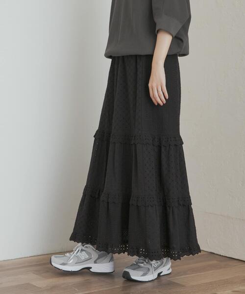 URBAN RESEARCH DOORS（アーバンリサーチドアーズ）の「レースティアードスカート（スカート・レディース・ブラック/オフホワイト・MEDIUM）」の16枚目の写真