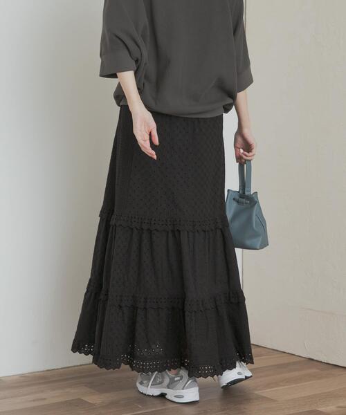 URBAN RESEARCH DOORS（アーバンリサーチドアーズ）の「レースティアードスカート（スカート・レディース・ブラック/オフホワイト・MEDIUM）」の17枚目の写真