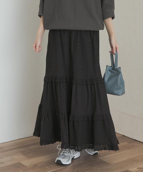 URBAN RESEARCH DOORS（アーバンリサーチドアーズ）の「レースティアードスカート（スカート・レディース・ブラック/オフホワイト・MEDIUM）」の19枚目の写真