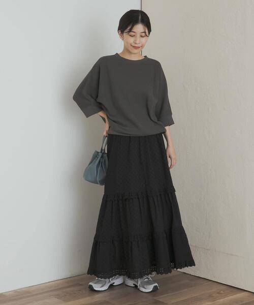 URBAN RESEARCH DOORS（アーバンリサーチドアーズ）の「レースティアードスカート（スカート・レディース・ブラック/オフホワイト・MEDIUM）」の21枚目の写真