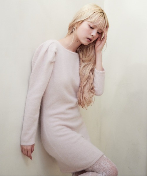 セール】Back open shaggy knit mini dress（ワンピース）｜etre loin