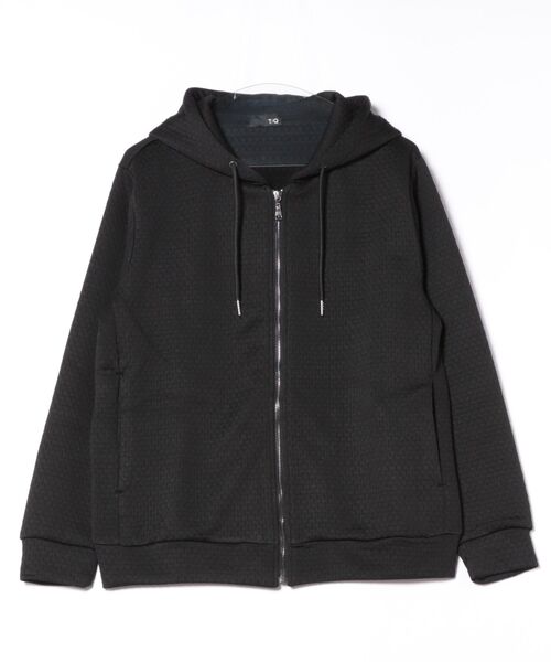 TAKA-Q(タカキュー)の「【ストレッチ】タカキュー ふくれジャガード 長袖 ジップパーカー(パーカー・メンズ・ブラック/ライトグレー/ブラウン/ネイビー・MEDIUM/LARGE/X-LARGE)」の7枚目の写真