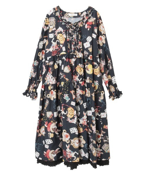 ピンクハウス(新品タグ付き)ハロウィーンワンダーランドプリントミディワンピース セール】ハロウィーンワンダーランドプリントミディワンピース