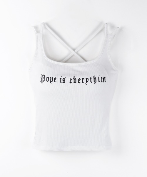 me+em select(ミームセレクト)の「【 2color 】グランジロゴバッククロスキャミソールトップス / grunge logo back logo camisole tops(キャミソール・レディース・ホワイト/ブラック・FREE)」の4枚目の写真