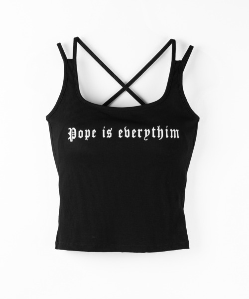 me+em select(ミームセレクト)の「【 2color 】グランジロゴバッククロスキャミソールトップス / grunge logo back logo camisole tops(キャミソール・レディース・ホワイト/ブラック・FREE)」の5枚目の写真