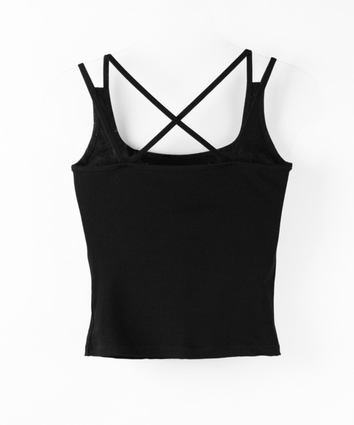 me+em select(ミームセレクト)の「【 2color 】グランジロゴバッククロスキャミソールトップス / grunge logo back logo camisole tops(キャミソール・レディース・ホワイト/ブラック・FREE)」の6枚目の写真