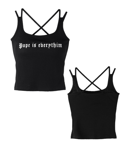 me+em select(ミームセレクト)の「【 2color 】グランジロゴバッククロスキャミソールトップス / grunge logo back logo camisole tops(キャミソール・レディース・ホワイト/ブラック・FREE)」の9枚目の写真