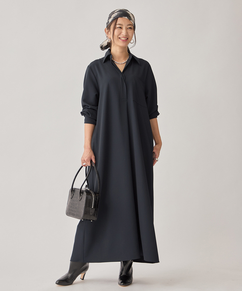 VERMEIL par iena(ヴェルメイユパーイエナ)の「《追加》スキッパーシャツワンピース(ワンピース・レディース・チャコールグレー/ネイビー・FREE)」の18枚目の写真