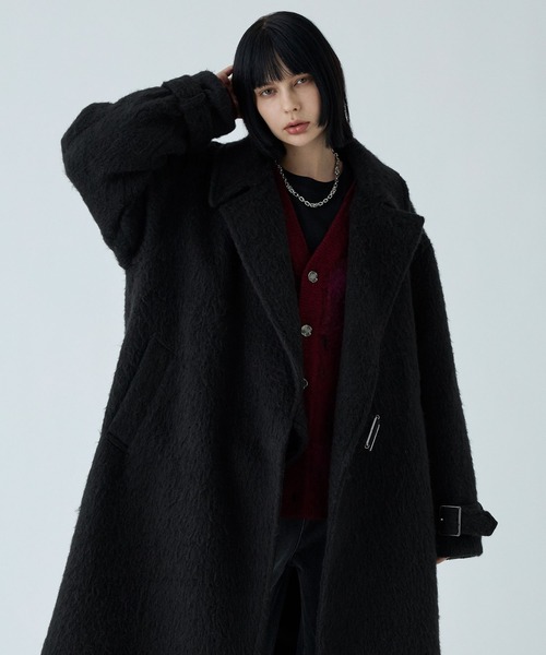 VELNUS】Long shaggy loose tyrocken coat/ロングシャギールーズタイ