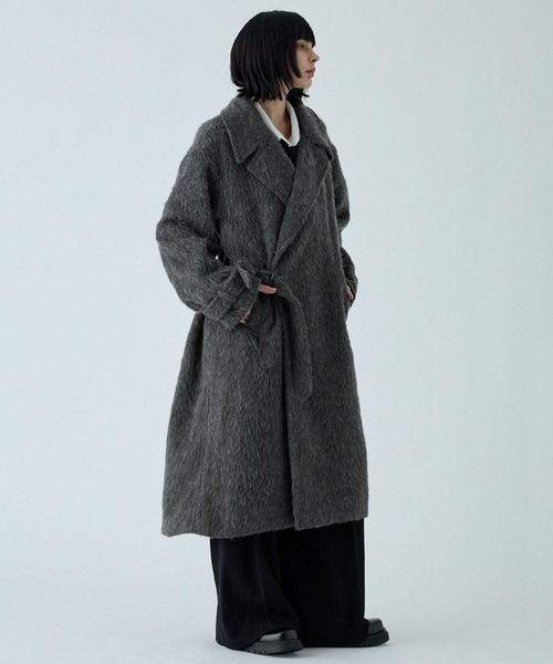 VELNUS】Long shaggy loose tyrocken coat/ロングシャギールーズタイ