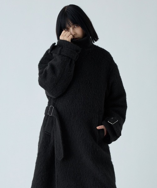 VELNUS】Long shaggy loose tyrocken coat/ロングシャギールーズタイ