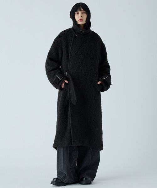 VELNUS】Long shaggy loose tyrocken coat/ロングシャギールーズタイ